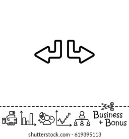 Web line icon. Arrows (down-left and down-right)