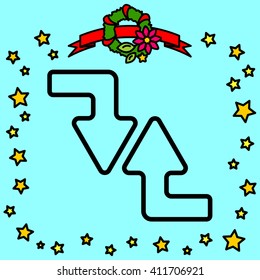 Web line icon. Arrows (right-down and left-up)