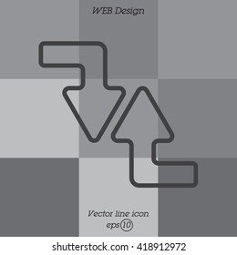 Web line icon. Arrows (right-down and left-up)
