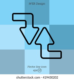 Web line icon. Arrows (right-down and left-up)