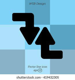 Web line icon. Arrows (right-down and left-up)