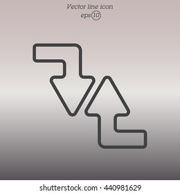 Web line icon. Arrows (right-down and left-up)