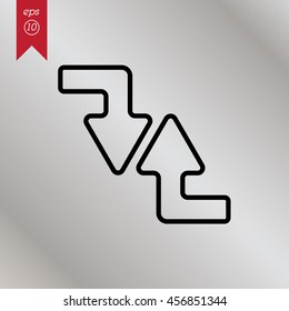 Web line icon. Arrows (right-down and left-up)