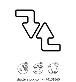 Web line icon. Arrows (right-down and left-up)
