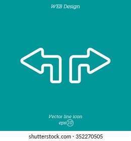 Web line icon. Arrows (up - left and up - right)