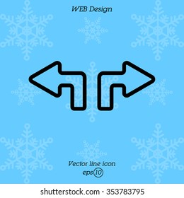 Web line icon. Arrows (up - left and up - right)