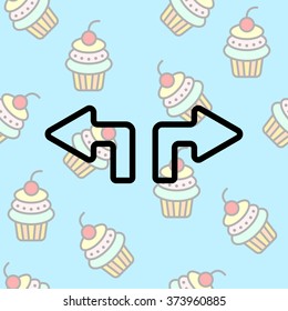 Web line icon. Arrows (up - left and up - right)