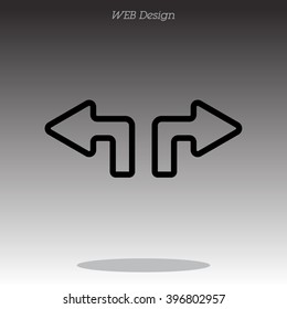 Web line icon. Arrows (up - left and up - right)