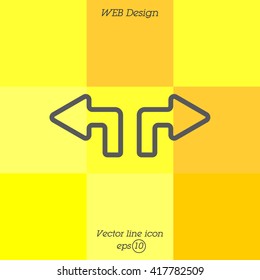 Web line icon. Arrows (up - left and up - right)