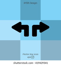 Web line icon. Arrows (up - left and up - right)