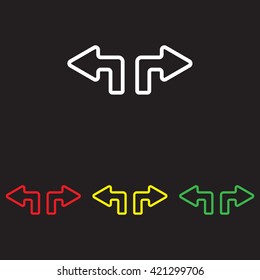 Web line icon. Arrows (up - left and up - right)