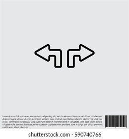 Web line icon. Arrows (up - left and up - right)