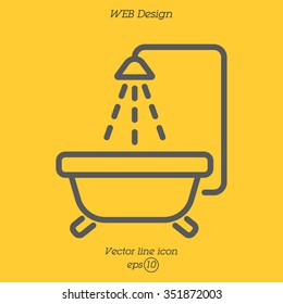 Web line icon. Baby bath