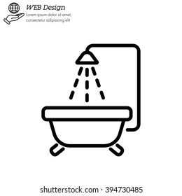 Web line icon. Baby bath