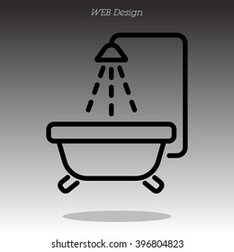 Web line icon. Baby bath