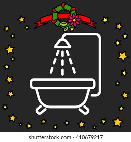 Web line icon. Baby bath