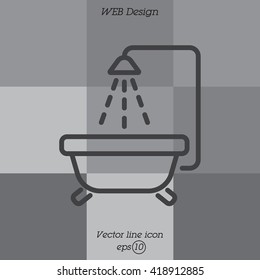 Web line icon. Baby bath