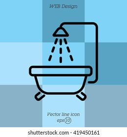 Web line icon. Baby bath