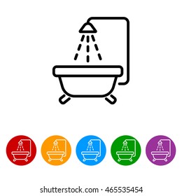 Web line icon. Baby bath
