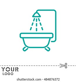 Web line icon. Baby bath