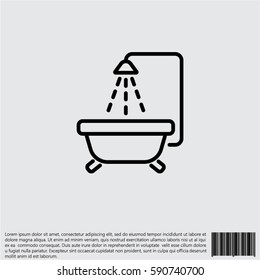 Web line icon. Baby bath