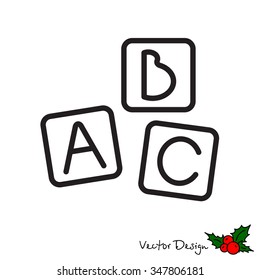 Web line icon. Baby bricks, ABC-bricks