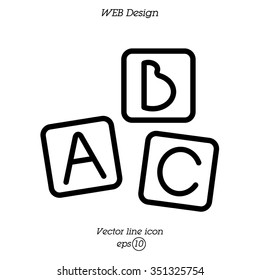 Web line icon. Baby bricks, ABC-bricks