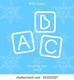 Web line icon. Baby bricks, ABC-bricks