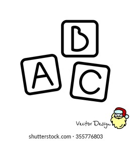 Web line icon. Baby bricks, ABC-bricks