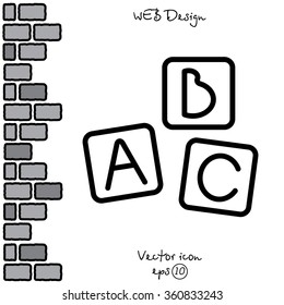 Web line icon. Baby bricks, ABC-bricks