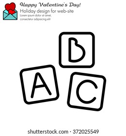 Web line icon. Baby bricks, ABC-bricks