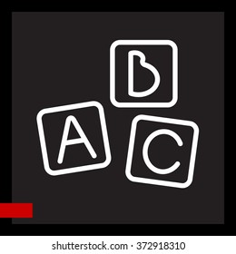 Web line icon. Baby bricks, ABC-bricks