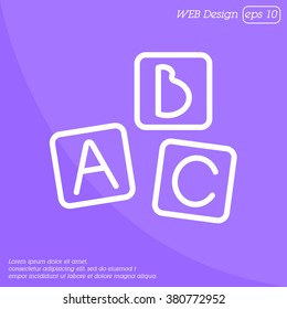 Web line icon. Baby bricks, ABC-bricks