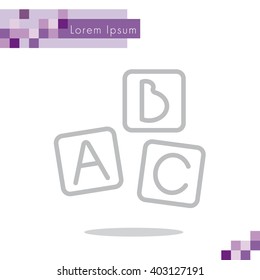 Web line icon. Baby bricks, ABC-bricks