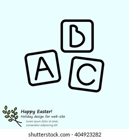 Web line icon. Baby bricks, ABC-bricks
