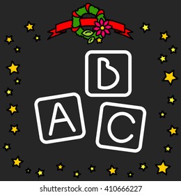 Web line icon. Baby bricks, ABC-bricks