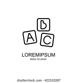 Web line icon. Baby bricks, ABC-bricks