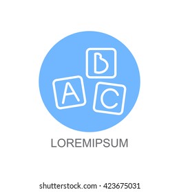 Web line icon. Baby bricks, ABC-bricks