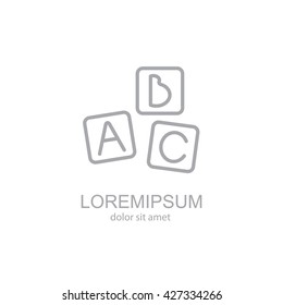 Web line icon. Baby bricks, ABC-bricks