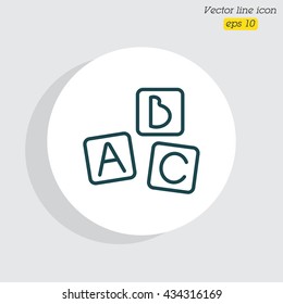 Web line icon. Baby bricks, ABC-bricks