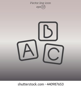 Web line icon. Baby bricks, ABC-bricks