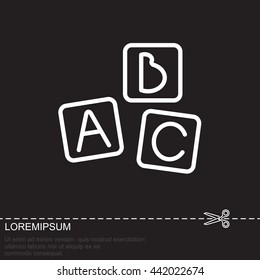 Web line icon. Baby bricks, ABC-bricks