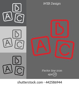 Web line icon. Baby bricks, ABC-bricks