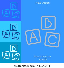 Web line icon. Baby bricks, ABC-bricks