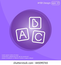 Web line icon. Baby bricks, ABC-bricks