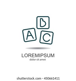 Web line icon. Baby bricks, ABC-bricks