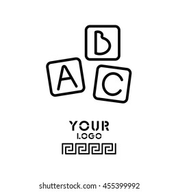 Web line icon. Baby bricks, ABC-bricks