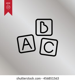 Web line icon. Baby bricks, ABC-bricks