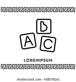 Web line icon. Baby bricks, ABC-bricks