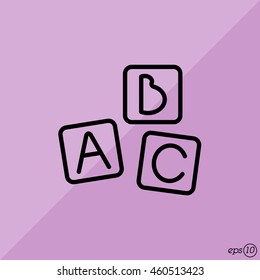 Web line icon. Baby bricks, ABC-bricks